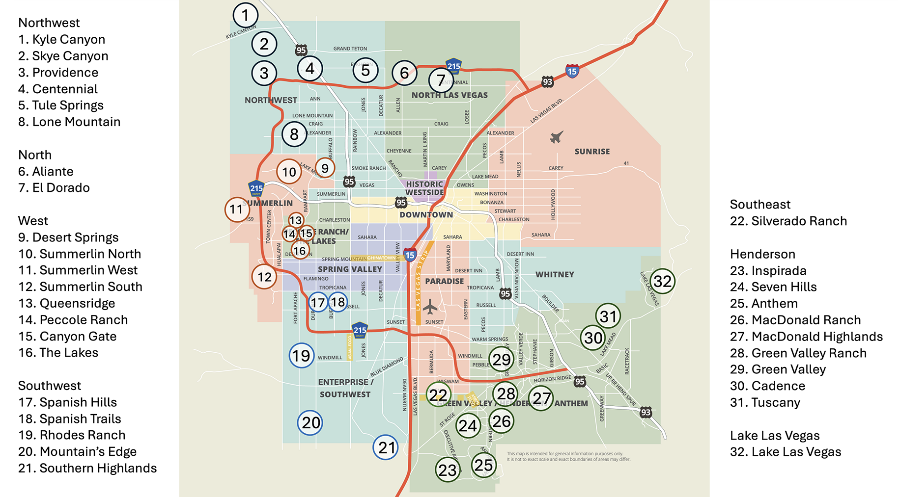 Las Vegas Valley Map Of Towns